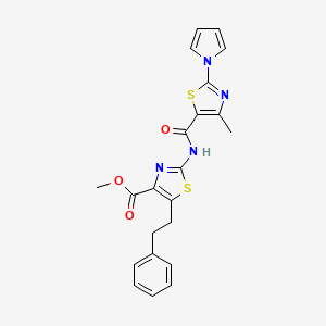 molecular formula C22H20N4O3S2 B10987201 methyl 2-({[4-methyl-2-(1H-pyrrol-1-yl)-1,3-thiazol-5-yl]carbonyl}amino)-5-(2-phenylethyl)-1,3-thiazole-4-carboxylate 