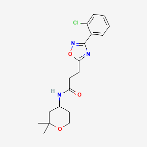 molecular formula C18H22ClN3O3 B10987270 3-[3-(2-chlorophenyl)-1,2,4-oxadiazol-5-yl]-N-(2,2-dimethyltetrahydro-2H-pyran-4-yl)propanamide 