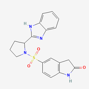 molecular formula C19H18N4O3S B10987274 5-{[2-(1H-benzimidazol-2-yl)pyrrolidin-1-yl]sulfonyl}-1,3-dihydro-2H-indol-2-one 