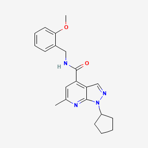 molecular formula C21H24N4O2 B10987304 1-cyclopentyl-N-(2-methoxybenzyl)-6-methyl-1H-pyrazolo[3,4-b]pyridine-4-carboxamide 