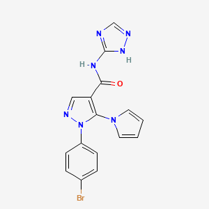 molecular formula C16H12BrN7O B10987305 1-(4-bromophenyl)-5-(1H-pyrrol-1-yl)-N-(4H-1,2,4-triazol-3-yl)-1H-pyrazole-4-carboxamide 