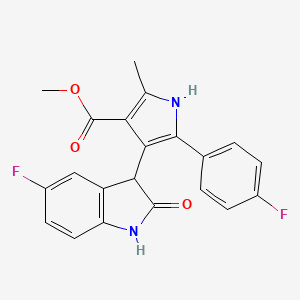 molecular formula C21H16F2N2O3 B10987316 methyl 4-(5-fluoro-2-oxo-2,3-dihydro-1H-indol-3-yl)-5-(4-fluorophenyl)-2-methyl-1H-pyrrole-3-carboxylate 