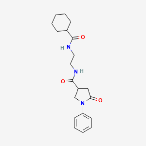 molecular formula C20H27N3O3 B10987343 N-{2-[(cyclohexylcarbonyl)amino]ethyl}-5-oxo-1-phenylpyrrolidine-3-carboxamide 