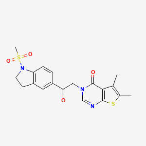 molecular formula C19H19N3O4S2 B10987351 5,6-dimethyl-3-{2-[1-(methylsulfonyl)-2,3-dihydro-1H-indol-5-yl]-2-oxoethyl}thieno[2,3-d]pyrimidin-4(3H)-one 