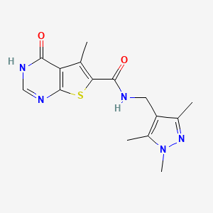 4-hydroxy-5-methyl-N-[(1,3,5-trimethyl-1H-pyrazol-4-yl)methyl]thieno[2,3-d]pyrimidine-6-carboxamide