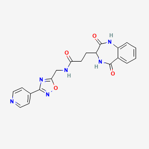 molecular formula C20H18N6O4 B10987505 3-(2-hydroxy-5-oxo-4,5-dihydro-3H-1,4-benzodiazepin-3-yl)-N-{[3-(pyridin-4-yl)-1,2,4-oxadiazol-5-yl]methyl}propanamide 