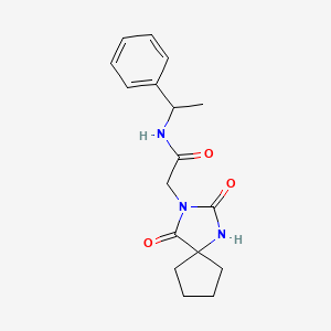 molecular formula C17H21N3O3 B10987516 2-{2,4-dioxo-1,3-diazaspiro[4.4]nonan-3-yl}-N-(1-phenylethyl)acetamide 