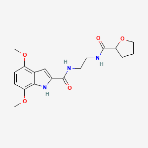 molecular formula C18H23N3O5 B10987533 4,7-dimethoxy-N-{2-[(tetrahydrofuran-2-ylcarbonyl)amino]ethyl}-1H-indole-2-carboxamide 