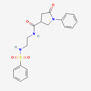 molecular formula C19H21N3O4S B10987553 5-oxo-1-phenyl-N-{2-[(phenylsulfonyl)amino]ethyl}pyrrolidine-3-carboxamide 