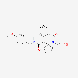 molecular formula C25H30N2O4 B10987571 N-(4-methoxybenzyl)-2'-(2-methoxyethyl)-1'-oxo-1',4'-dihydro-2'H-spiro[cyclopentane-1,3'-isoquinoline]-4'-carboxamide 