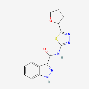 molecular formula C14H13N5O2S B10987600 N-(5-(tetrahydrofuran-2-yl)-1,3,4-thiadiazol-2-yl)-1H-indazole-3-carboxamide 