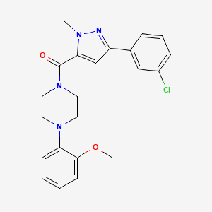 molecular formula C22H23ClN4O2 B10987610 [3-(3-chlorophenyl)-1-methyl-1H-pyrazol-5-yl][4-(2-methoxyphenyl)piperazin-1-yl]methanone 