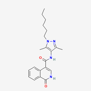 molecular formula C21H26N4O2 B10987646 N-(1-hexyl-3,5-dimethyl-1H-pyrazol-4-yl)-1-hydroxyisoquinoline-4-carboxamide 