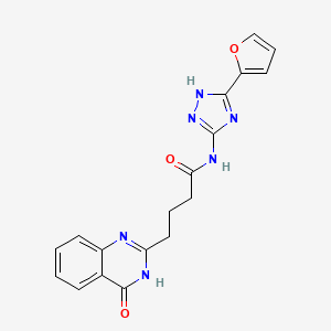 molecular formula C18H16N6O3 B10987661 N-[3-(furan-2-yl)-1H-1,2,4-triazol-5-yl]-4-(4-hydroxyquinazolin-2-yl)butanamide 