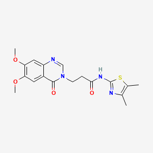 molecular formula C18H20N4O4S B10987748 3-(6,7-dimethoxy-4-oxoquinazolin-3(4H)-yl)-N-[(2E)-4,5-dimethyl-1,3-thiazol-2(3H)-ylidene]propanamide 