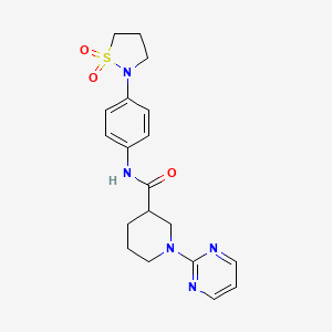 N-[4-(1,1-dioxido-1,2-thiazolidin-2-yl)phenyl]-1-(pyrimidin-2-yl)piperidine-3-carboxamide