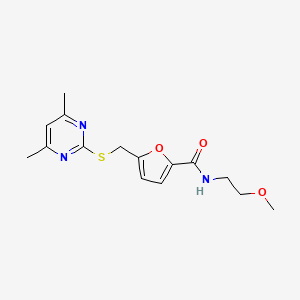 molecular formula C15H19N3O3S B10987753 5-{[(4,6-dimethylpyrimidin-2-yl)sulfanyl]methyl}-N-(2-methoxyethyl)furan-2-carboxamide 