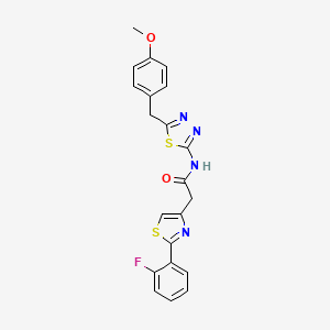 molecular formula C21H17FN4O2S2 B10987799 2-[2-(2-fluorophenyl)-1,3-thiazol-4-yl]-N-[(2Z)-5-(4-methoxybenzyl)-1,3,4-thiadiazol-2(3H)-ylidene]acetamide 