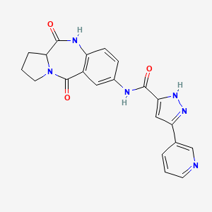 molecular formula C21H18N6O3 B10987809 N-(5,11-dioxo-2,3,5,10,11,11a-hexahydro-1H-pyrrolo[2,1-c][1,4]benzodiazepin-7-yl)-3-(pyridin-3-yl)-1H-pyrazole-5-carboxamide 