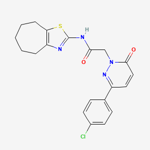 molecular formula C20H19ClN4O2S B10987830 2-[3-(4-chlorophenyl)-6-oxopyridazin-1(6H)-yl]-N-[(2Z)-3,4,5,6,7,8-hexahydro-2H-cyclohepta[d][1,3]thiazol-2-ylidene]acetamide 