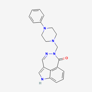 molecular formula C21H21N5O B10987842 5-[(4-phenylpiperazin-1-yl)methyl]-1,5-dihydro-6H-[1,2]diazepino[4,5,6-cd]indol-6-one 