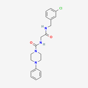 molecular formula C20H23ClN4O2 B10987849 N-{2-[(3-chlorobenzyl)amino]-2-oxoethyl}-4-phenylpiperazine-1-carboxamide 