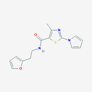 molecular formula C15H15N3O2S B10987869 N-[2-(furan-2-yl)ethyl]-4-methyl-2-(1H-pyrrol-1-yl)-1,3-thiazole-5-carboxamide 