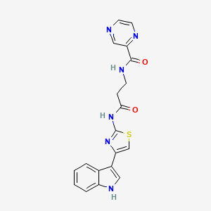 molecular formula C19H16N6O2S B10987873 N-(3-{[4-(1H-indol-3-yl)-1,3-thiazol-2-yl]amino}-3-oxopropyl)pyrazine-2-carboxamide 