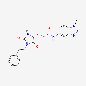 molecular formula C22H23N5O3 B10987880 3-[2,5-dioxo-1-(2-phenylethyl)imidazolidin-4-yl]-N-(1-methyl-1H-benzimidazol-5-yl)propanamide 