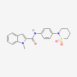 molecular formula C20H21N3O3S B10987997 N-[4-(1,1-dioxido-1,2-thiazinan-2-yl)phenyl]-1-methyl-1H-indole-2-carboxamide 