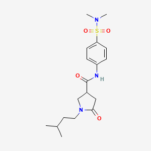 molecular formula C18H27N3O4S B10988007 N-[4-(dimethylsulfamoyl)phenyl]-1-(3-methylbutyl)-5-oxopyrrolidine-3-carboxamide 