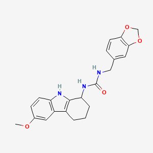 molecular formula C22H23N3O4 B10988083 1-(1,3-benzodioxol-5-ylmethyl)-3-(6-methoxy-2,3,4,9-tetrahydro-1H-carbazol-1-yl)urea 