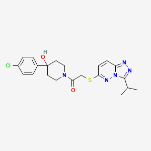 molecular formula C21H24ClN5O2S B10988084 1-[4-(4-Chlorophenyl)-4-hydroxypiperidin-1-yl]-2-{[3-(propan-2-yl)[1,2,4]triazolo[4,3-b]pyridazin-6-yl]sulfanyl}ethanone 