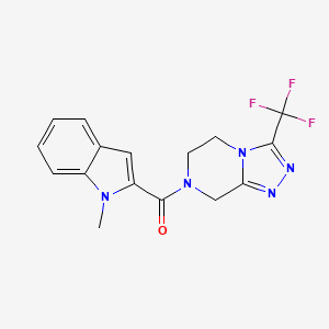 molecular formula C16H14F3N5O B10988156 (1-methyl-1H-indol-2-yl)[3-(trifluoromethyl)-5,6-dihydro[1,2,4]triazolo[4,3-a]pyrazin-7(8H)-yl]methanone 