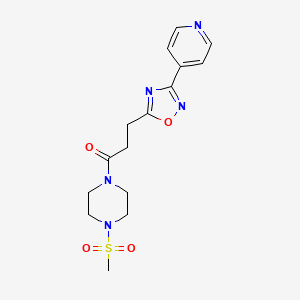 molecular formula C15H19N5O4S B10988179 1-[4-(Methylsulfonyl)piperazin-1-yl]-3-[3-(pyridin-4-yl)-1,2,4-oxadiazol-5-yl]propan-1-one 