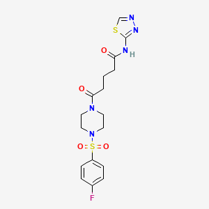 molecular formula C17H20FN5O4S2 B10988280 5-{4-[(4-fluorophenyl)sulfonyl]piperazin-1-yl}-5-oxo-N-[(2E)-1,3,4-thiadiazol-2(3H)-ylidene]pentanamide 