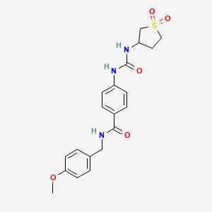 molecular formula C20H23N3O5S B10988289 4-{[(1,1-dioxidotetrahydrothiophen-3-yl)carbamoyl]amino}-N-(4-methoxybenzyl)benzamide 