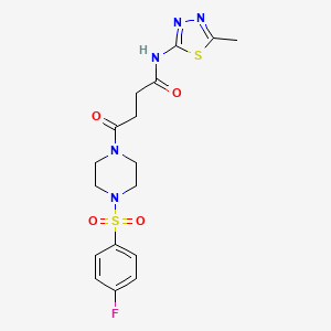 molecular formula C17H20FN5O4S2 B10988299 4-{4-[(4-fluorophenyl)sulfonyl]piperazin-1-yl}-N-[(2E)-5-methyl-1,3,4-thiadiazol-2(3H)-ylidene]-4-oxobutanamide 