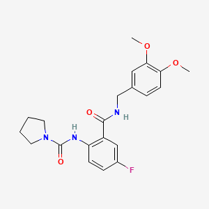 molecular formula C21H24FN3O4 B10988306 N-(2-((3,4-dimethoxybenzyl)carbamoyl)-4-fluorophenyl)pyrrolidine-1-carboxamide 