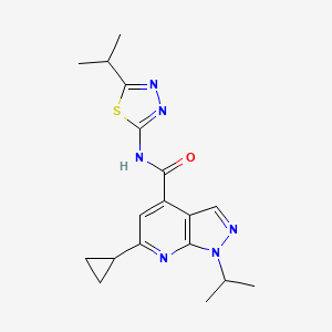 molecular formula C18H22N6OS B10988352 6-cyclopropyl-1-(propan-2-yl)-N-[5-(propan-2-yl)-1,3,4-thiadiazol-2-yl]-1H-pyrazolo[3,4-b]pyridine-4-carboxamide 