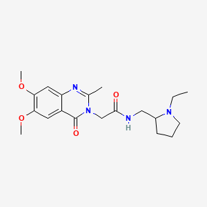 molecular formula C20H28N4O4 B10988379 2-(6,7-dimethoxy-2-methyl-4-oxoquinazolin-3(4H)-yl)-N-[(1-ethylpyrrolidin-2-yl)methyl]acetamide 