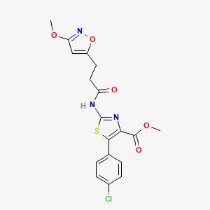 Methyl 5-(4-chlorophenyl)-2-{[3-(3-methoxy-1,2-oxazol-5-yl)propanoyl]amino}-1,3-thiazole-4-carboxylate