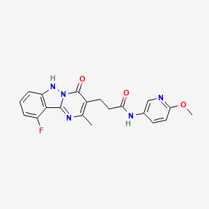 molecular formula C20H18FN5O3 B10988400 3-(10-fluoro-2-methyl-4-oxo-1,4-dihydropyrimido[1,2-b]indazol-3-yl)-N-(6-methoxypyridin-3-yl)propanamide 