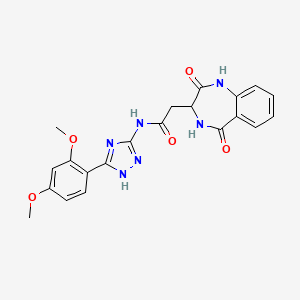 molecular formula C21H20N6O5 B10988416 N-[5-(2,4-dimethoxyphenyl)-1H-1,2,4-triazol-3-yl]-2-(2-hydroxy-5-oxo-4,5-dihydro-3H-1,4-benzodiazepin-3-yl)acetamide 