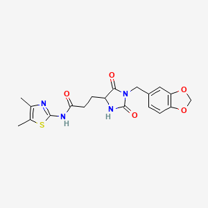 molecular formula C19H20N4O5S B10988423 3-[1-(1,3-benzodioxol-5-ylmethyl)-2,5-dioxoimidazolidin-4-yl]-N-(4,5-dimethyl-1,3-thiazol-2-yl)propanamide 