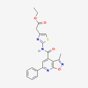 molecular formula C21H18N4O4S B10988518 Ethyl (2-{[(3-methyl-6-phenyl[1,2]oxazolo[5,4-b]pyridin-4-yl)carbonyl]amino}-1,3-thiazol-4-yl)acetate 