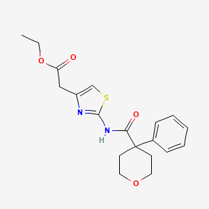 molecular formula C19H22N2O4S B10988522 ethyl (2-{[(4-phenyltetrahydro-2H-pyran-4-yl)carbonyl]amino}-1,3-thiazol-4-yl)acetate 