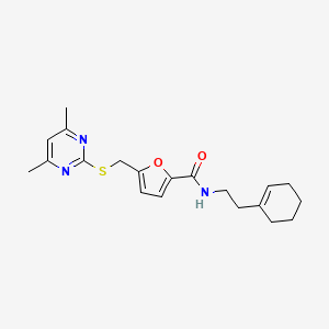 molecular formula C20H25N3O2S B10988578 N-[2-(cyclohex-1-en-1-yl)ethyl]-5-{[(4,6-dimethylpyrimidin-2-yl)sulfanyl]methyl}furan-2-carboxamide 