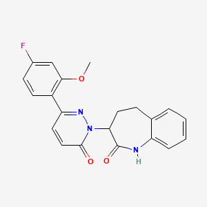 molecular formula C21H18FN3O3 B10988598 6-(4-fluoro-2-methoxyphenyl)-2-(2-hydroxy-4,5-dihydro-3H-1-benzazepin-3-yl)pyridazin-3(2H)-one 