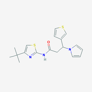 molecular formula C18H21N3OS2 B10988735 N-(4-tert-butyl-1,3-thiazol-2-yl)-3-(1H-pyrrol-1-yl)-3-(thiophen-3-yl)propanamide 